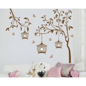Tree and Birdcages Giant Wall Decals